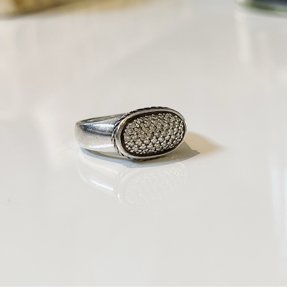 Vintage David Yurman Sterling Silver Pave Diamond Ring - 6.75 - Picture 5 of 8